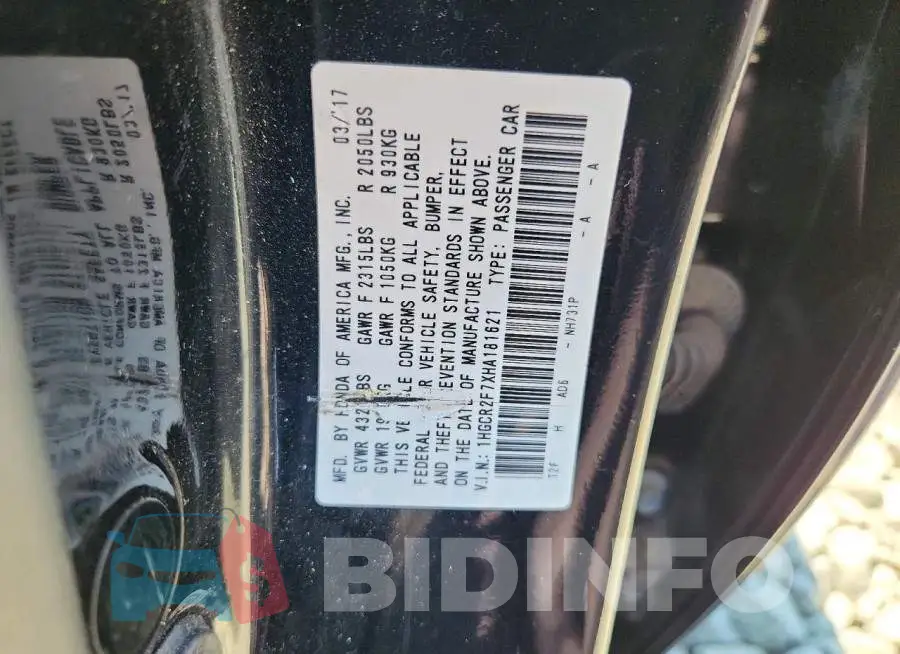 1HGCR2F7XHA181621 Photo# 12