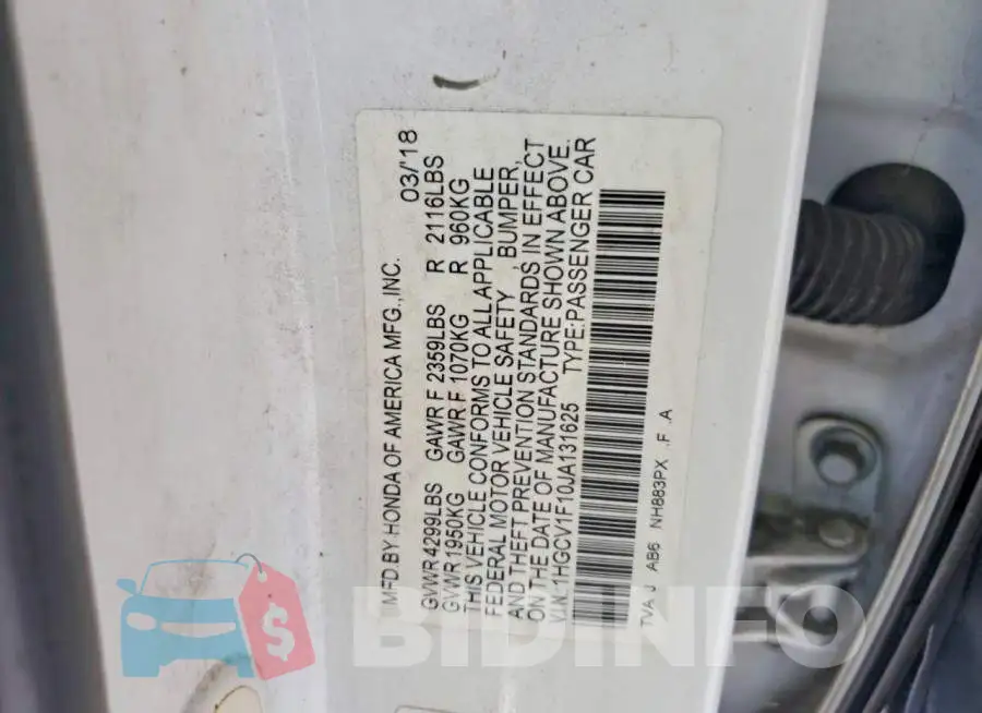 1HGCV1F10JA131625 Photo# 13