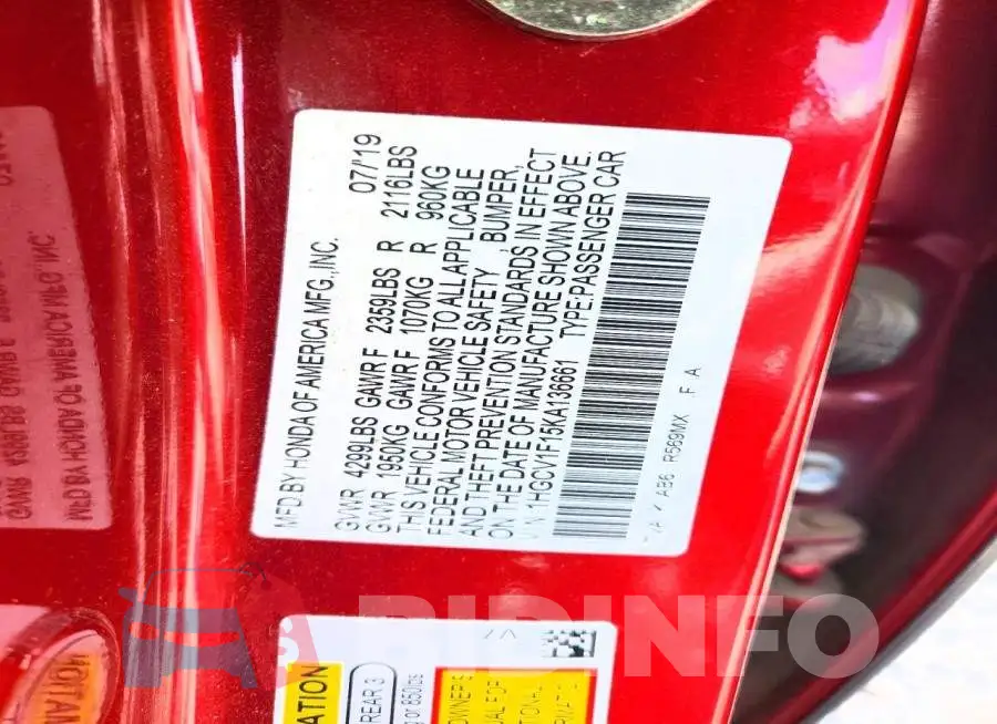1HGCV1F15KA136661 Photo# 12