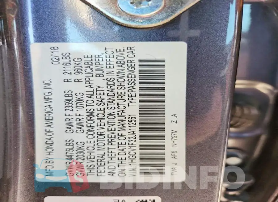 1HGCV1F32JA112561 Photo# 12