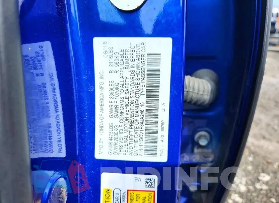 1HGCV1F34JA246116 Photo# 12