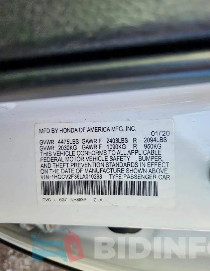 1HGCV2F36LA010298 Photo# 12