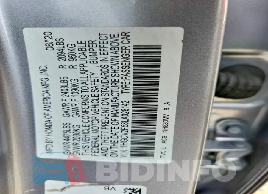1HGCV2F58LA028142 Photo# 12
