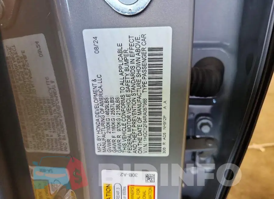 1HGCY2F84RA087988 Photo# 13