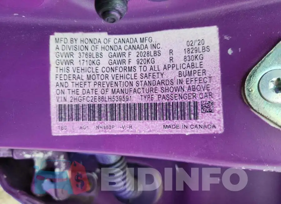 2HGFC2E86LH539591 Photo# 12