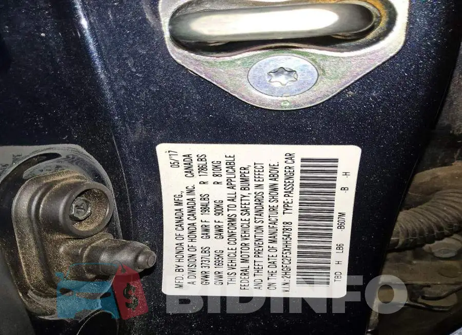 2HGFC2F5XHH547818 Photo# 12