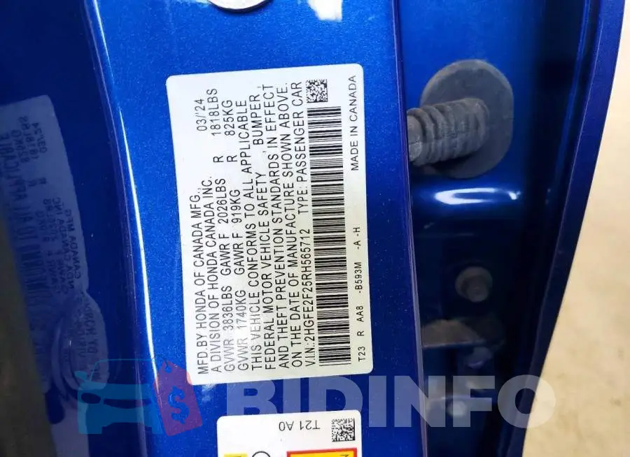 2HGFE2F25RH565712 Photo# 13