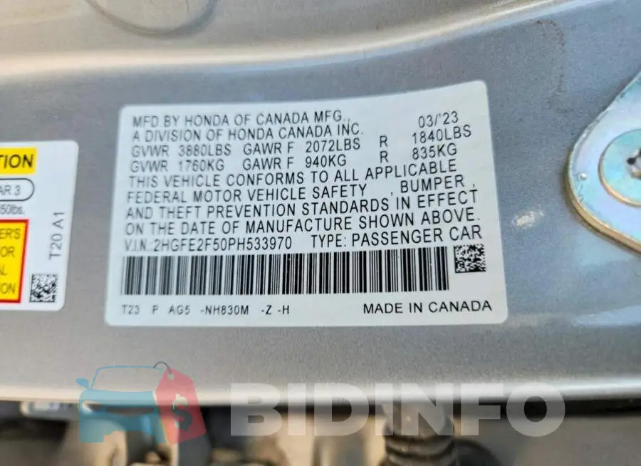 2HGFE2F50PH533970 Photo# 12
