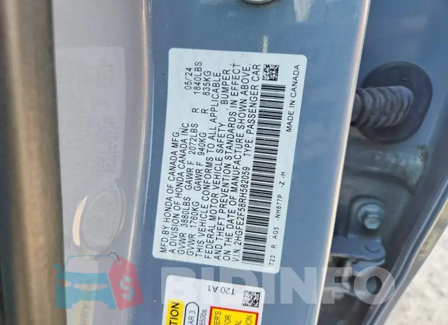 2HGFE2F58RH582059 Photo# 12