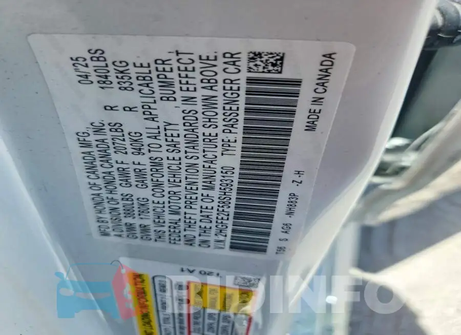 2HGFE2F58SH593150 Photo# 12