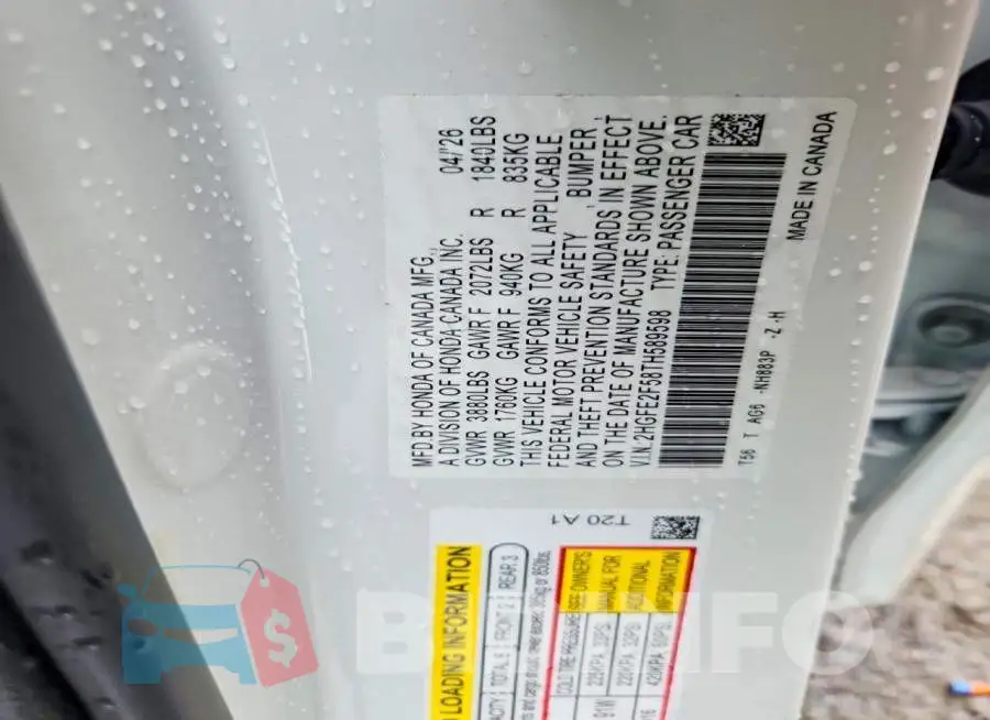 2HGFE2F58TH589598 Photo# 12