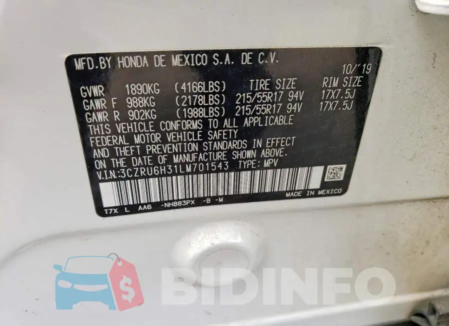 3CZRU6H31LM701543 Photo# 13