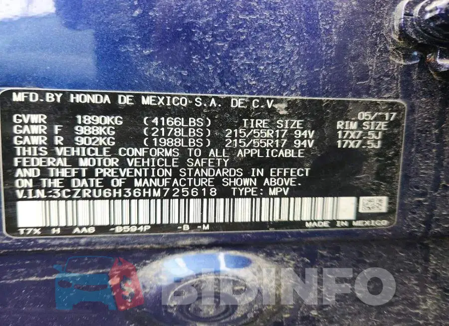 3CZRU6H36HM725618 Photo# 12