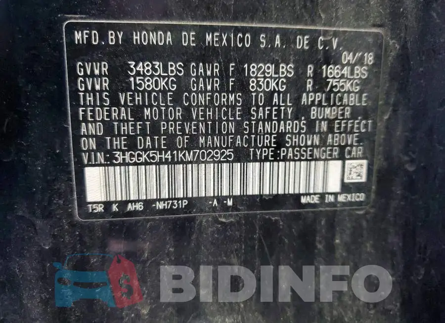 3HGGK5H41KM702925 Photo# 12