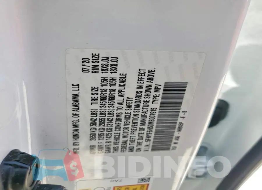 5FNYF6H50MB007915 Photo# 13