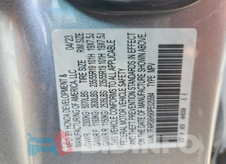 7FARS6H90PE025584 Photo# 13