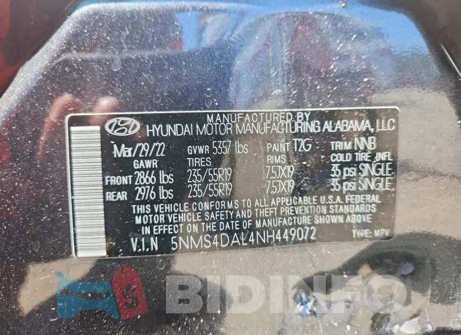 5NMS4DAL4NH449072 Photo# 13