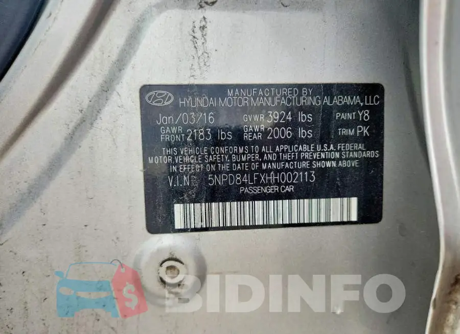 5NPD84LFXHH002113 Photo# 12
