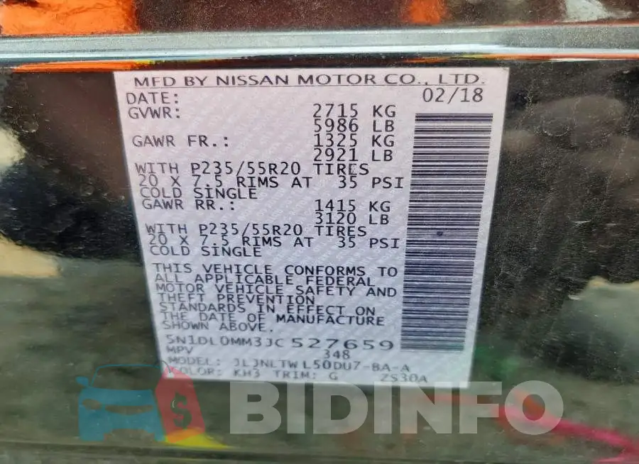 5N1DL0MM3JC527659 Photo# 14