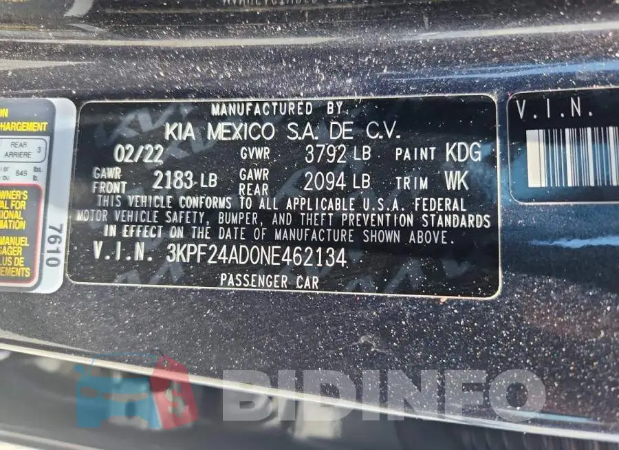 3KPF24AD0NE462134 Photo# 12