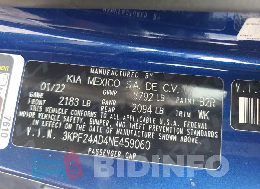 3KPF24AD4NE459060 Photo# 12