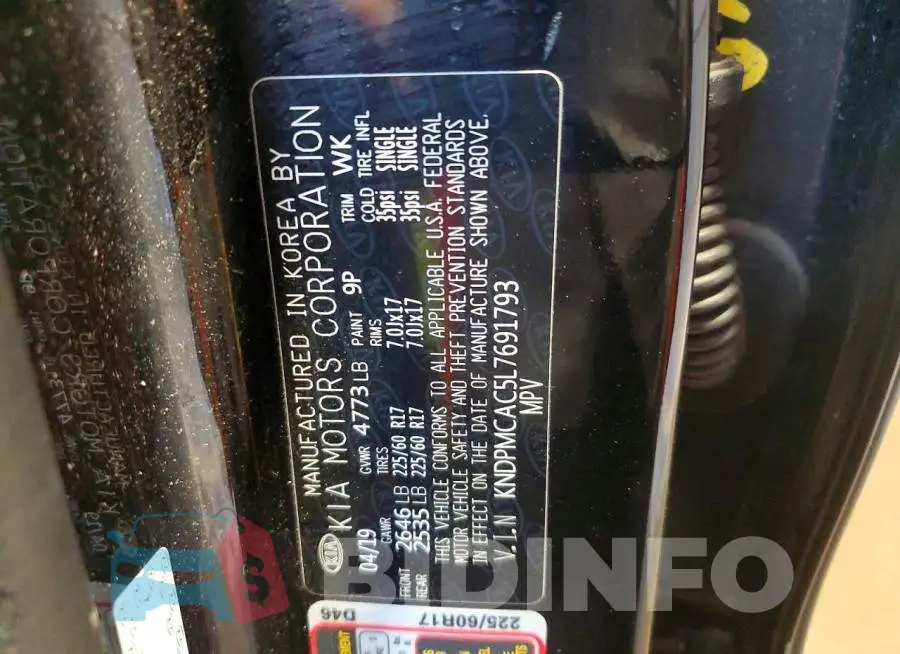 KNDPMCAC5L7691793 Photo# 13