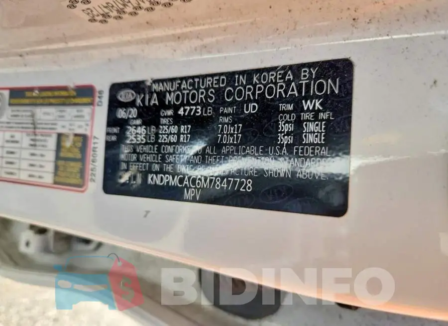 KNDPMCAC6M7847728 Photo# 13
