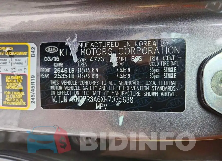 KNDPR3A6XH7075638 Photo# 12