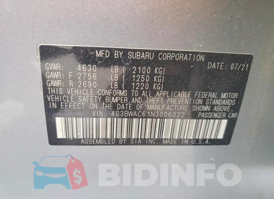 4S3BWAC61N3006022 Photo# 12