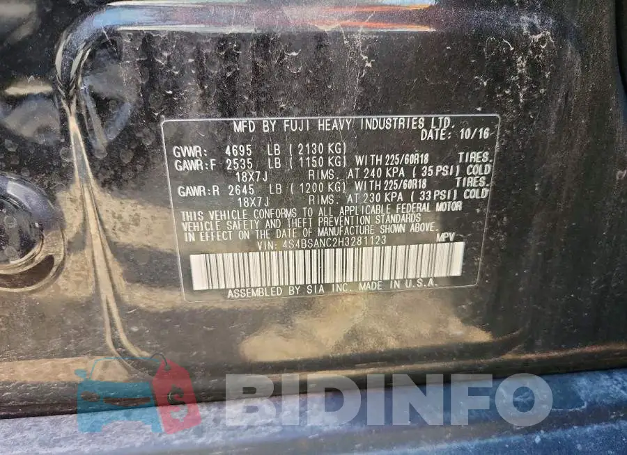 4S4BSANC2H3281123 Photo# 12