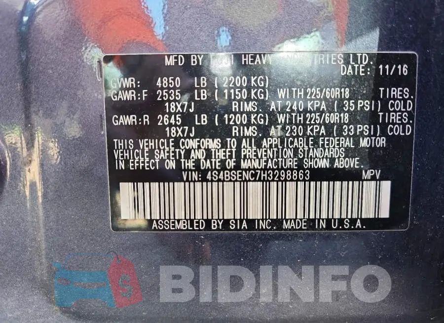 4S4BSENC7H3298863 Photo# 14