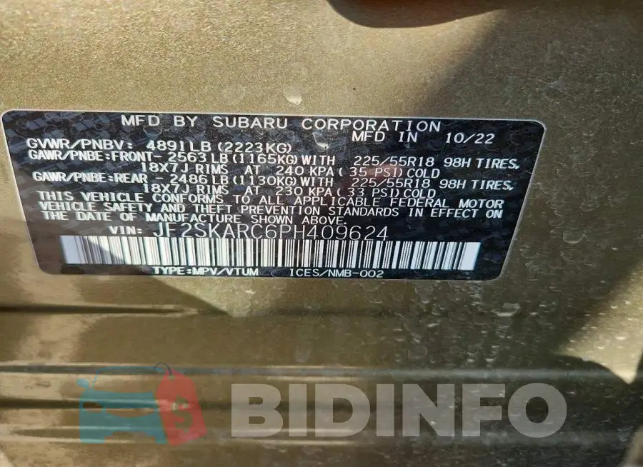 JF2SKARC6PH409624 Photo# 12