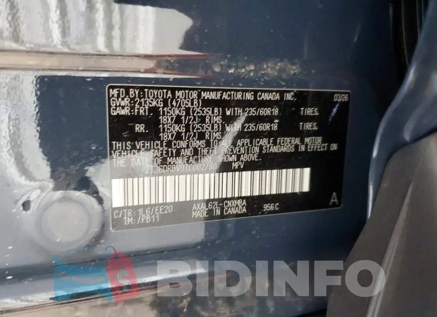 2T36DRBV9TC002780 Photo# 12