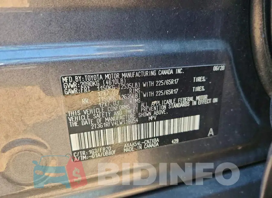 2T3G1RFV4LW118054 Photo# 12