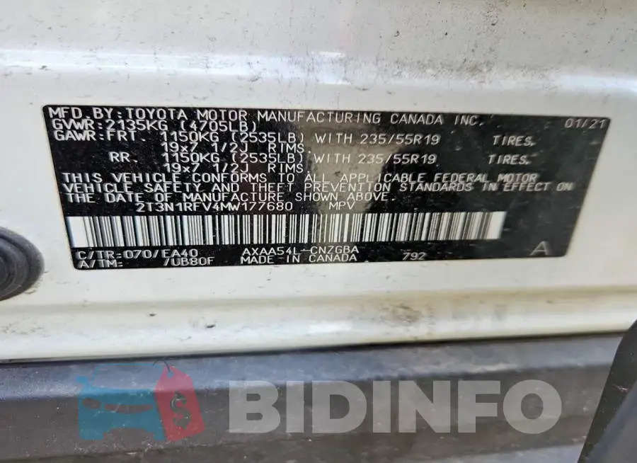 2T3N1RFV4MW177680 Photo# 13