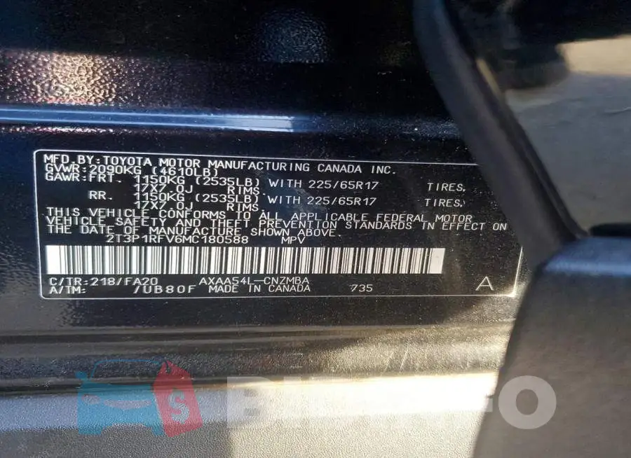 2T3P1RFV6MC180588 Photo# 13