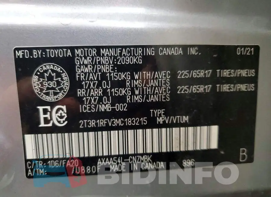 2T3R1RFV3MC183215 Photo# 13