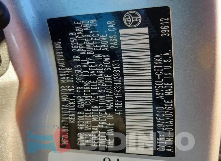 4T1BF1FK3HU298131 Photo# 12