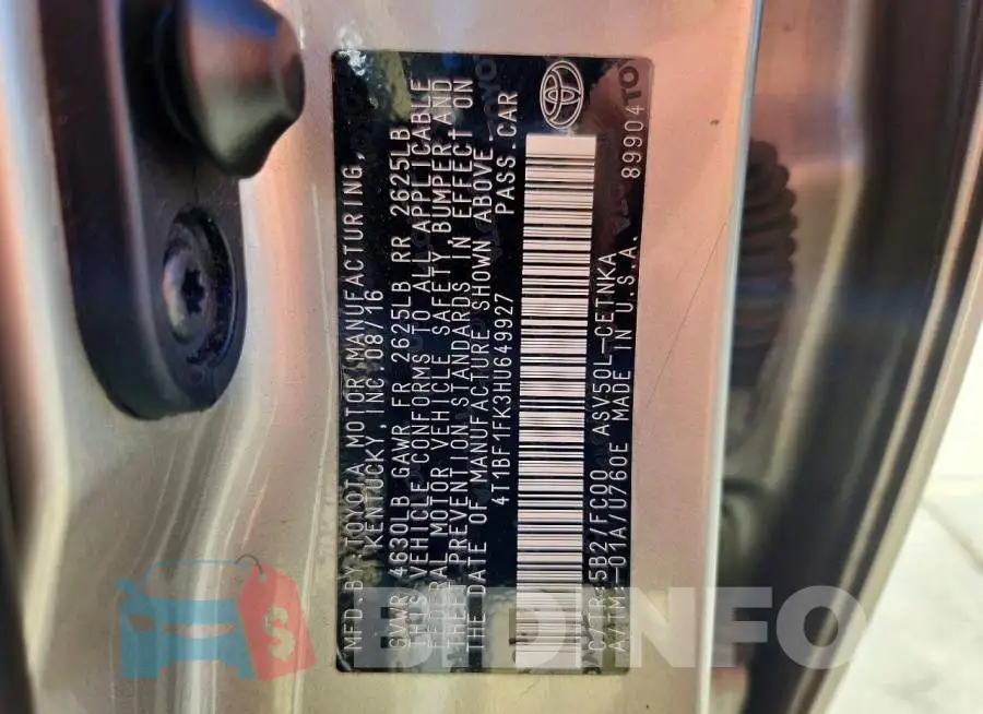4T1BF1FK3HU649927 Photo# 12