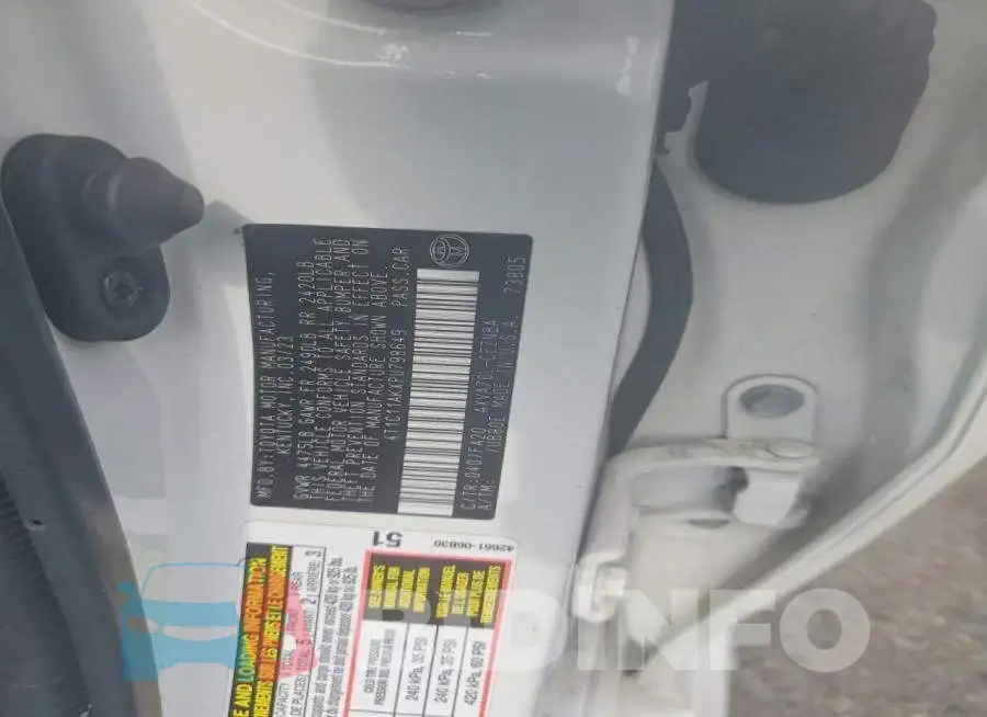 4T1C11AKXPU798649 Photo# 13