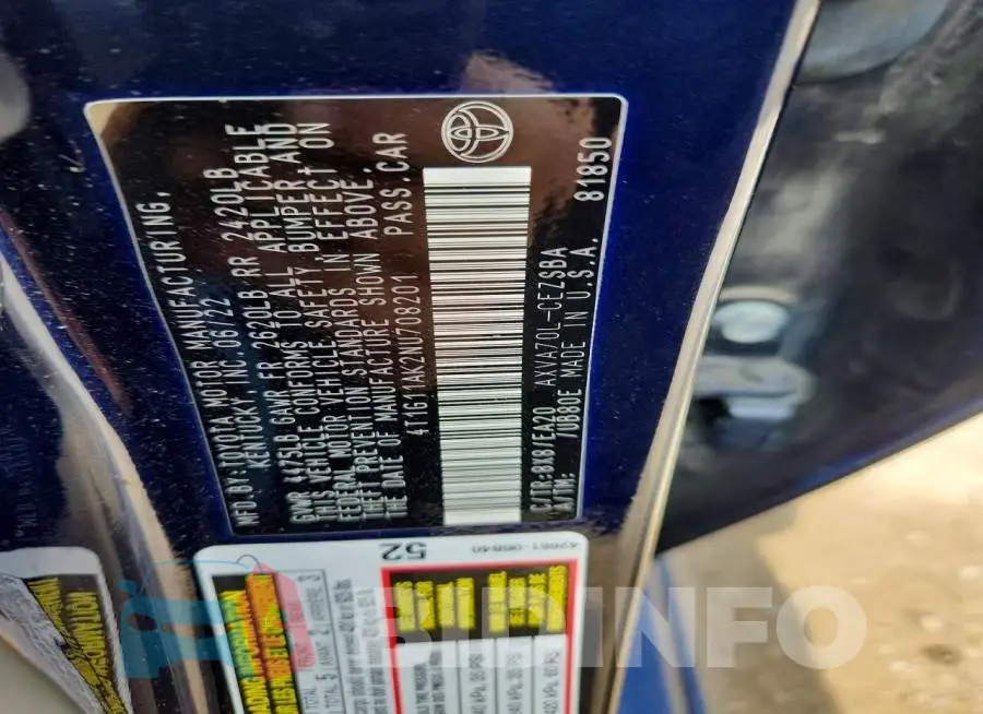 4T1G11AK2NU708201 Photo# 12