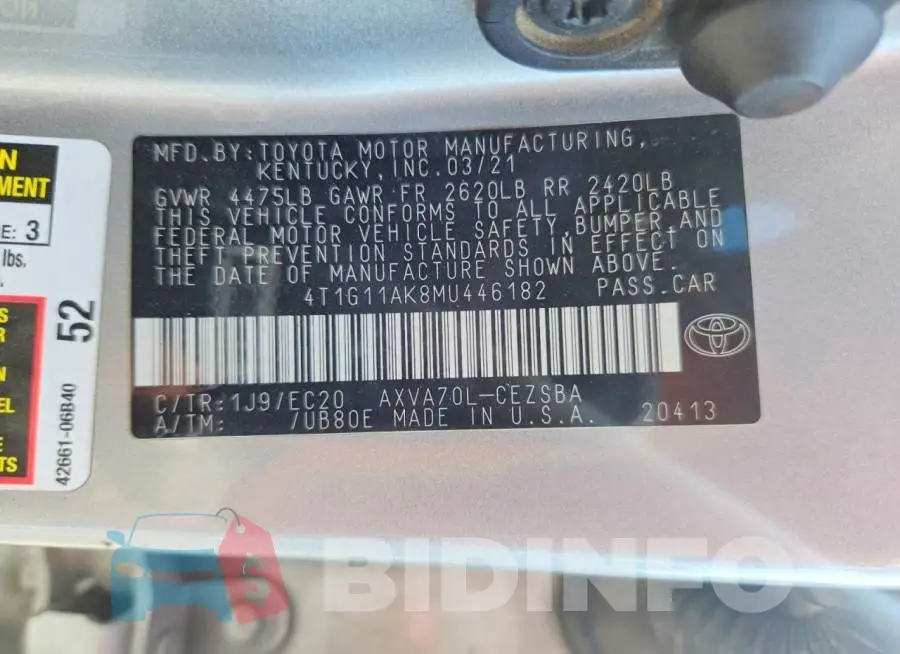 4T1G11AK8MU446182 Photo# 13