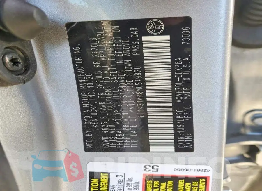 4T1K31AK8MU549820 Photo# 12
