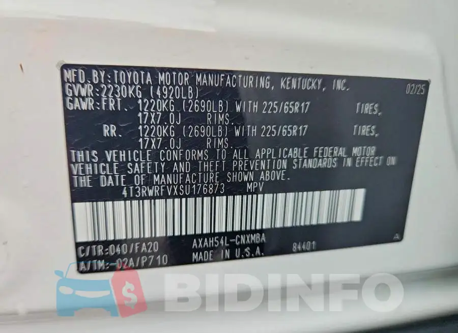 4T3RWRFVXSU176873 Photo# 13