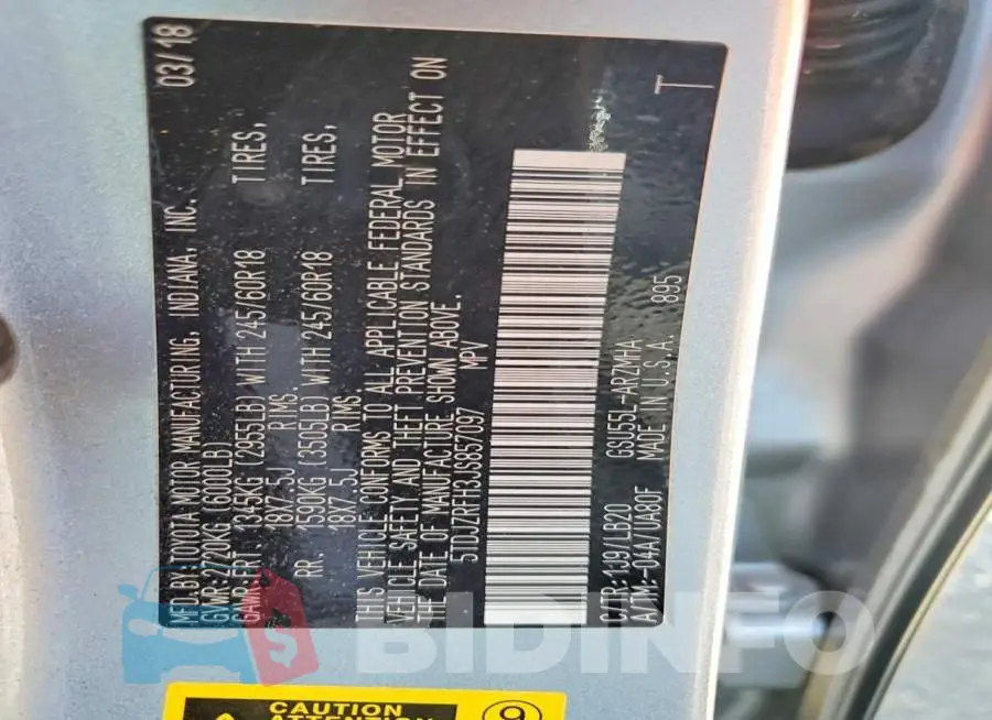 5TDJZRFH3JS857097 Photo# 12