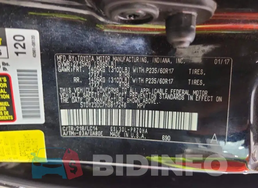 5TDYZ3DC7HS817246 Photo# 13
