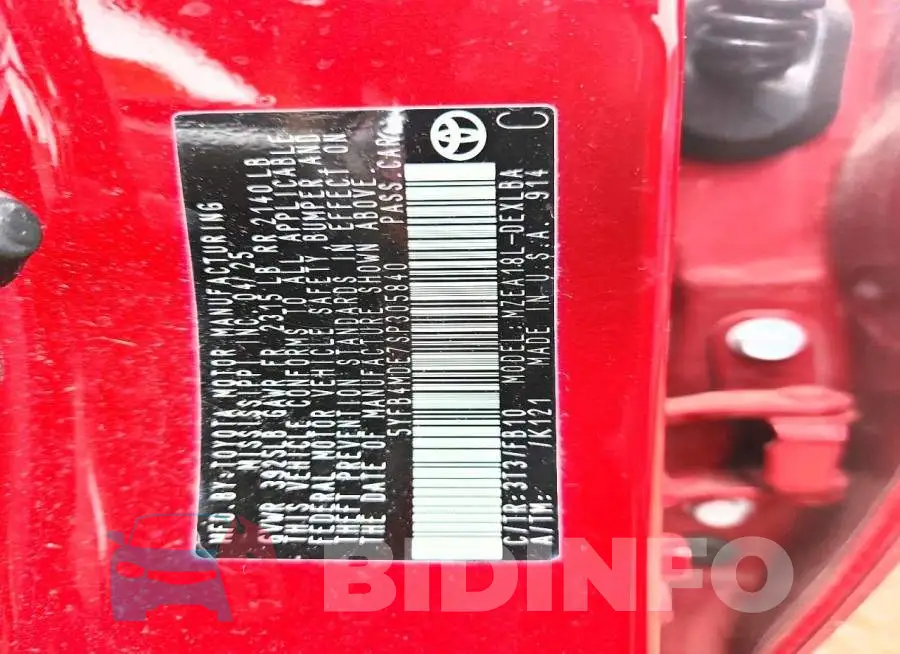 5YFB4MDE7SP305840 Photo# 13