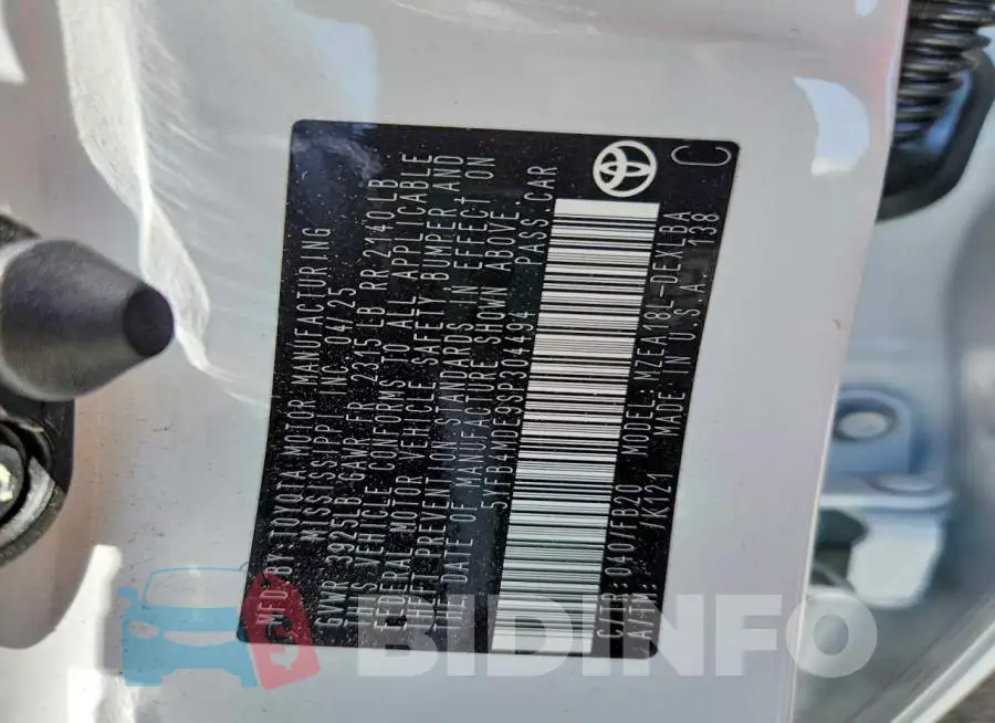 5YFB4MDE9SP304494 Photo# 12