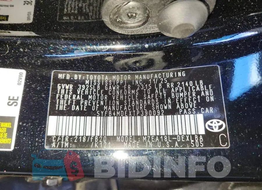 5YFB4MDEXTP390092 Photo# 12
