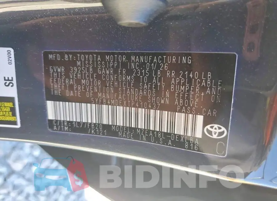 5YFB4MDEXTP410437 Photo# 12